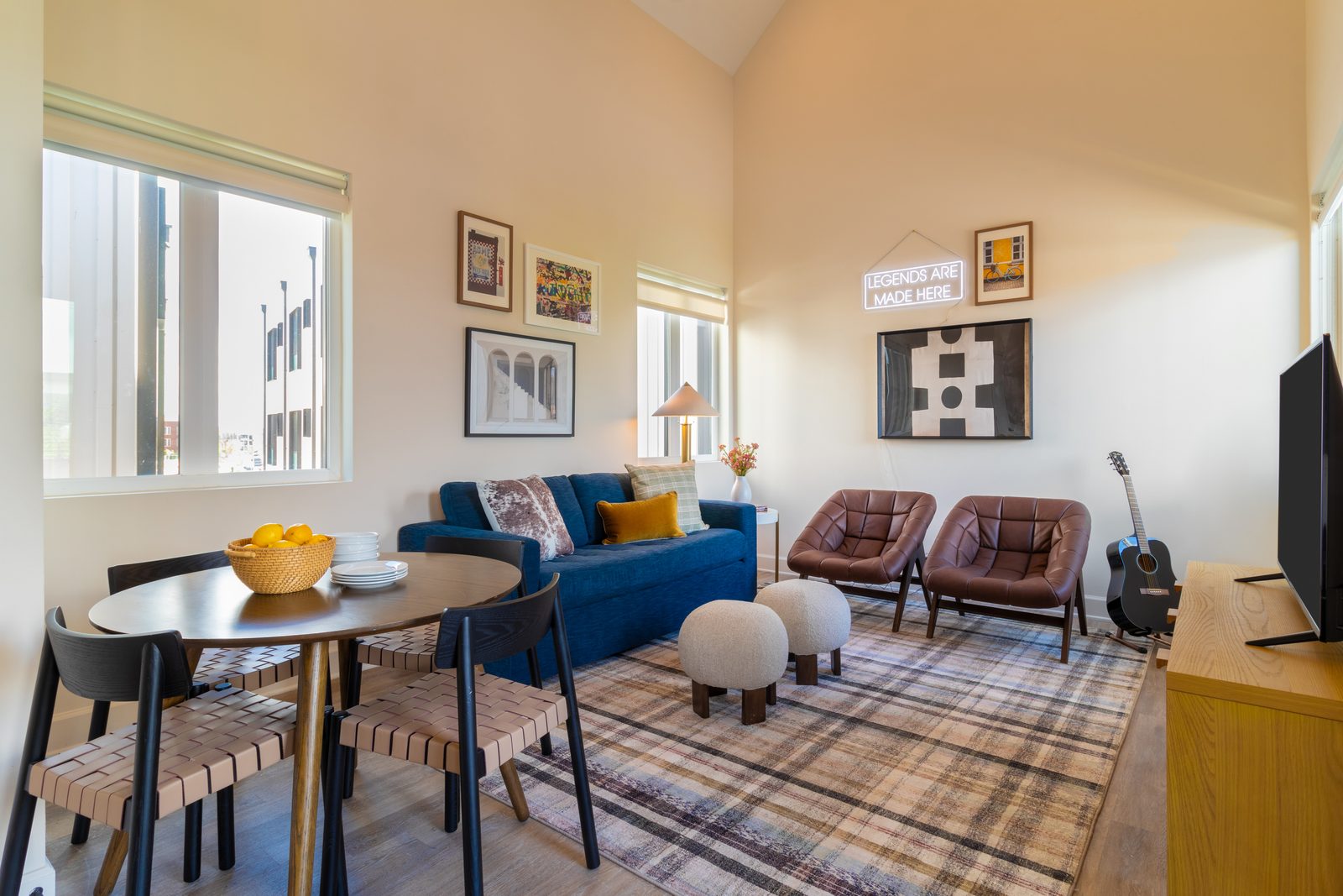 Living room of a two-bedroom suite at The Conway